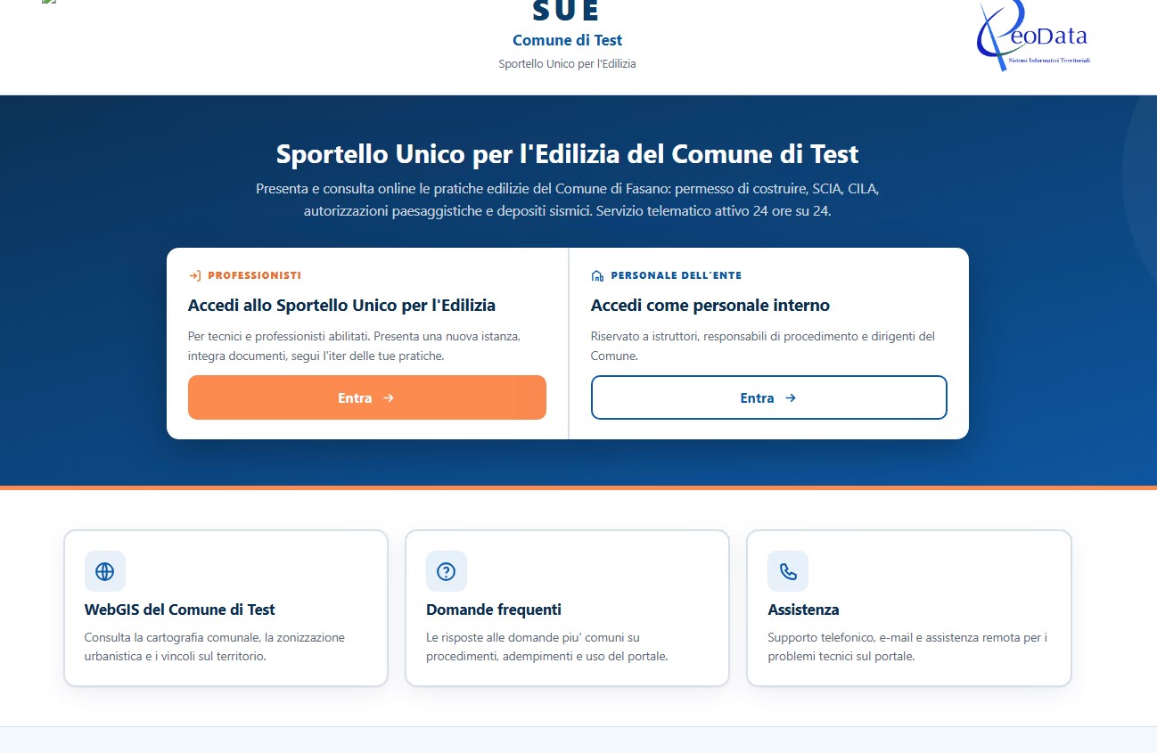 La nuova home: i due accessi e i servizi principali